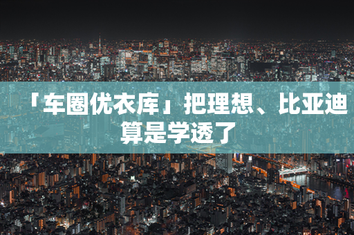 「车圈优衣库」把理想、比亚迪算是学透了