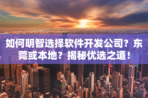 如何明智选择软件开发公司？东莞或本地？揭秘优选之道！