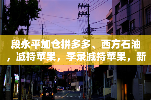 段永平加仓拼多多、西方石油，减持苹果，李录减持苹果，新建仓亏损油田股